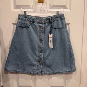 Noisy May Denim Button-Front A-Line Skirt Size Large NWT